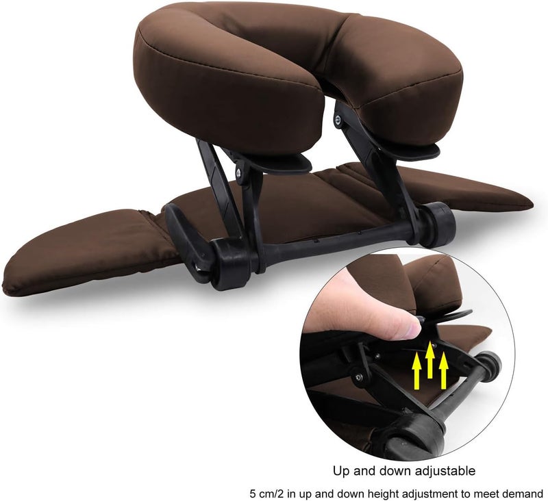 TRENDBOX Face Down Tabletop Massage Kit Adjustable Headrest Pillow - Dark Brown - Image 5