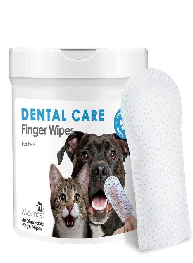 Mooncat Dental Finger Wipes for Dogs & Cats - Easy Teeth Cleaning to Remove Plaque, Tartar & Freshen Bad Breath - Gentle Tooth Wipes for Puppy & Kitten Care - 40 Counts - Image 1