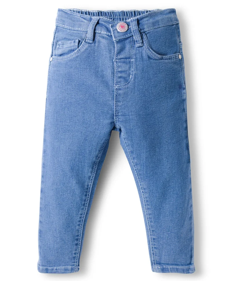 Babyhug Babyhug Cotton Denim Full Length Washed Jean With Stretch - Blue