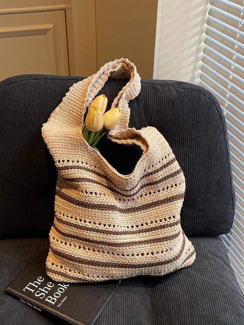Summer Explosions Large Capacity Woven Bag Women'S Knitted Hollow Beach Bag Relaxation Tote Bag Vintage - Image 5