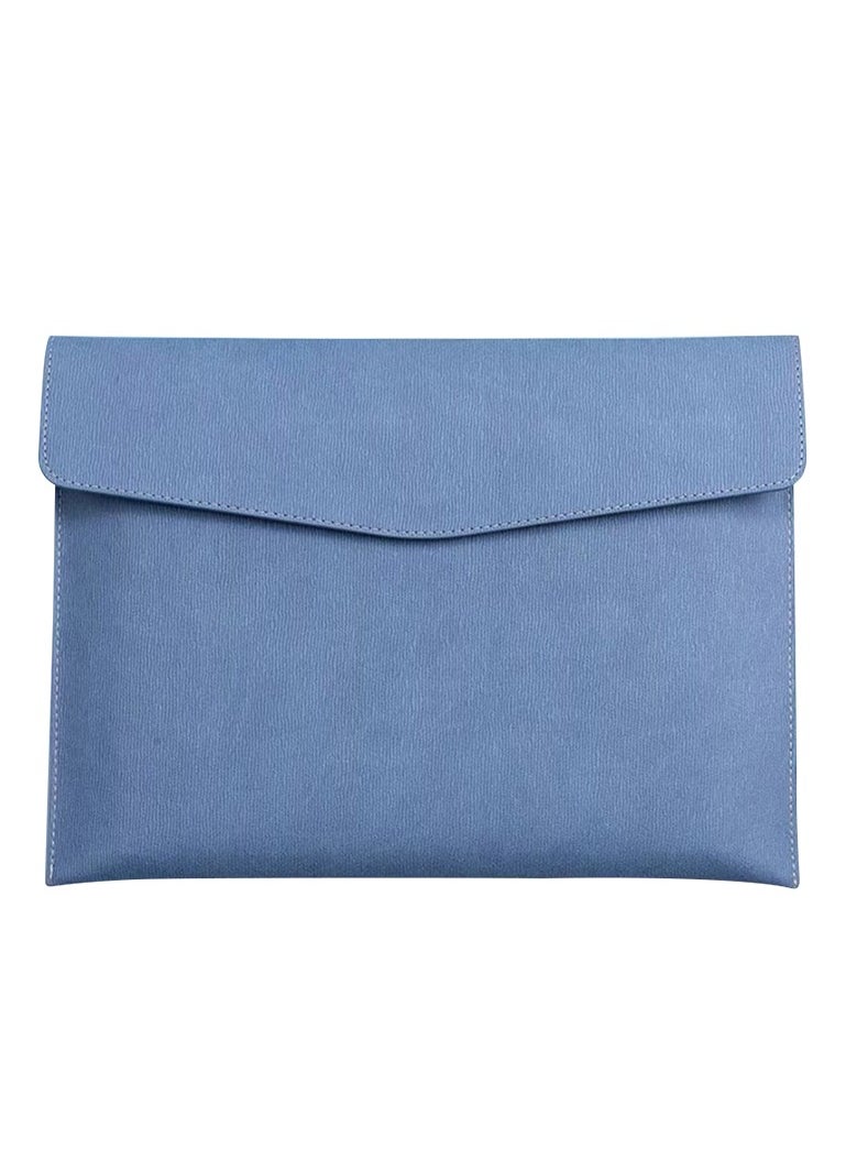 MileMelo - Files Wallets, A4 Popper Wallet Leather File Document Folder Paper Storage Bag Portable Document Organizer Waterproof for Travel Meeting Business Office Blue - Image 1