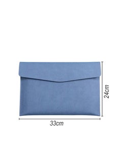 MileMelo Files Wallets, A4 Popper Wallet Leather File Document Folder Paper Storage Bag Portable Document Organizer Waterproof for Travel Meeting Business Office Blue  - Image 2