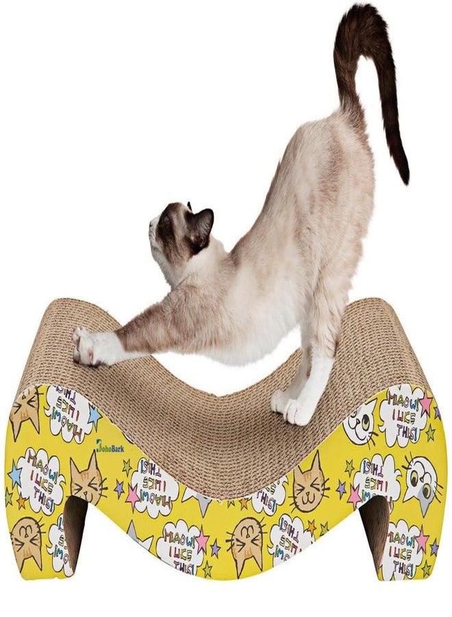 BohoBark Cat Scratcher, Cat Cardboard Bed, Cat Sofa for Indoor Cats, Scratching Lounger, Couch with Catnip, Recycle Corrugated Large Lounge Pack of 1 - Image 1