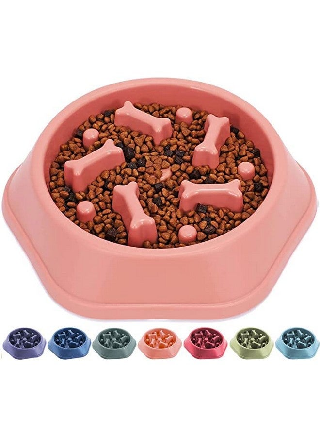 Slow Feeding Pet Bowl, No Choking Round Feeder Bowl With Bone Pattern Interactive Treat Bowl For Dogs (Color As Per Available) - Image 1