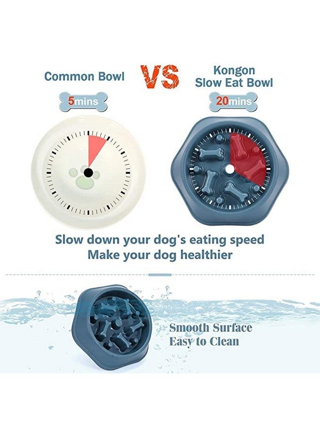Slow Feeding Pet Bowl, No Choking Round Feeder Bowl With Bone Pattern Interactive Treat Bowl For Dogs (Color As Per Available) - Image 2