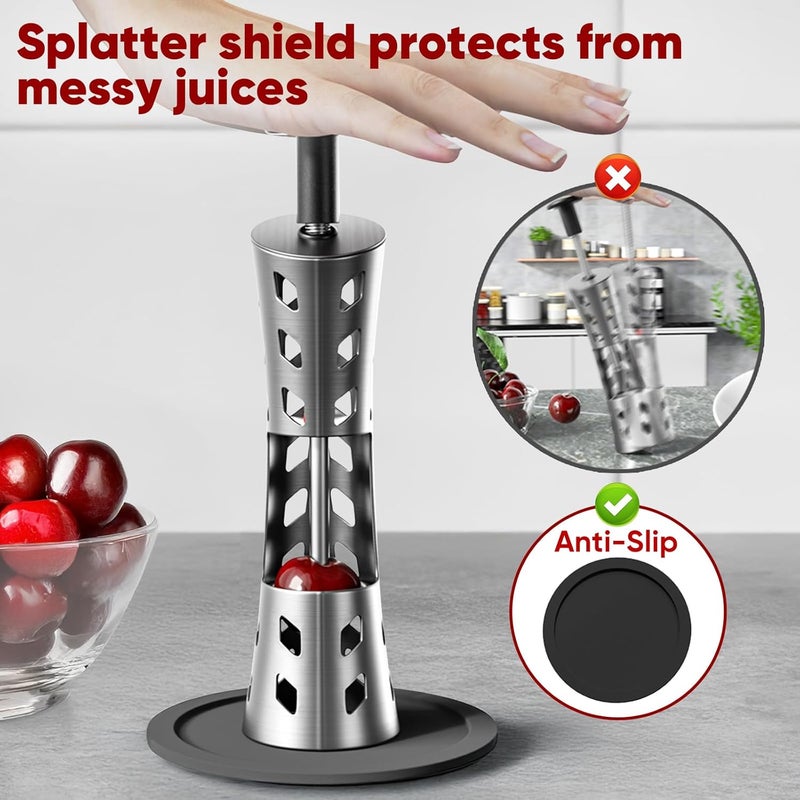 Newness Cherry Pitter, Premium Cherry Pitter Remover Tool, 304 Stainless Steel Cherry Seed Remover, Durable Cherry Stoner Fruit Pit Corer Deseeder Kitchen Tool, Press Type, More Labor Saving - Image 4