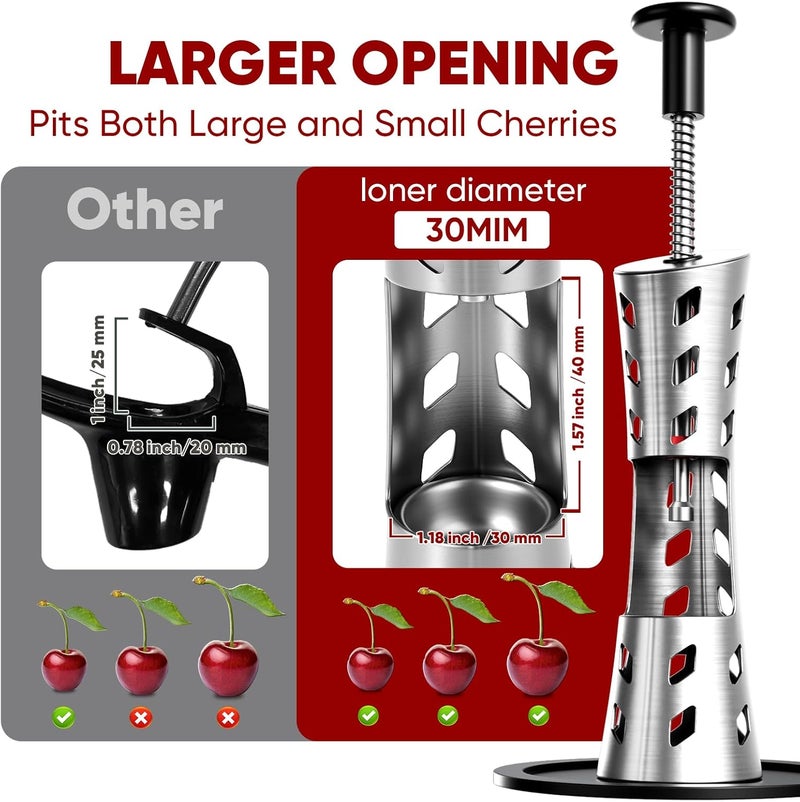 Newness Cherry Pitter, Premium Cherry Pitter Remover Tool, 304 Stainless Steel Cherry Seed Remover, Durable Cherry Stoner Fruit Pit Corer Deseeder Kitchen Tool, Press Type, More Labor Saving - Image 3