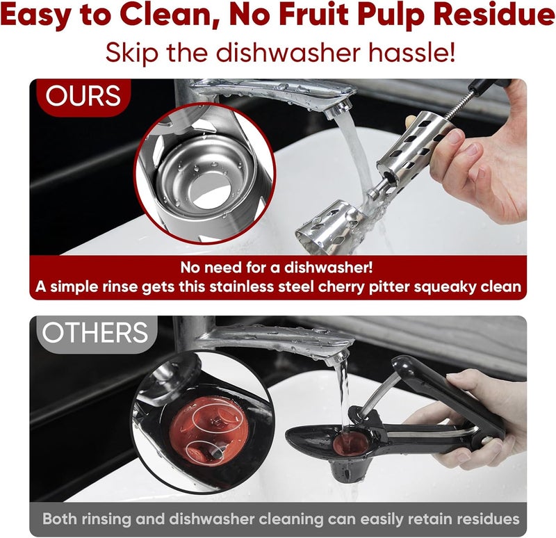 Newness Cherry Pitter, Premium Cherry Pitter Remover Tool, 304 Stainless Steel Cherry Seed Remover, Durable Cherry Stoner Fruit Pit Corer Deseeder Kitchen Tool, Press Type, More Labor Saving - Image 5