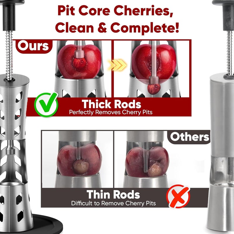 Newness Cherry Pitter, Premium Cherry Pitter Remover Tool, 304 Stainless Steel Cherry Seed Remover, Durable Cherry Stoner Fruit Pit Corer Deseeder Kitchen Tool, Press Type, More Labor Saving - Image 2
