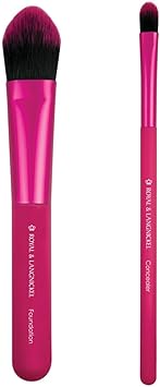 MODA Royal Langnickel Travel Size EZGlam Duo Perfect Complexion 2pc Makeup Brush Set Includes Foundation and Concealer Pink - Image 1