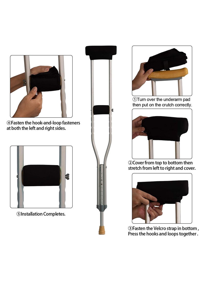 Generic - 4Pack Universal Underarm Crutches Padded Crutch Pads with Hand Grips Padding Handle Covers - Image 1
