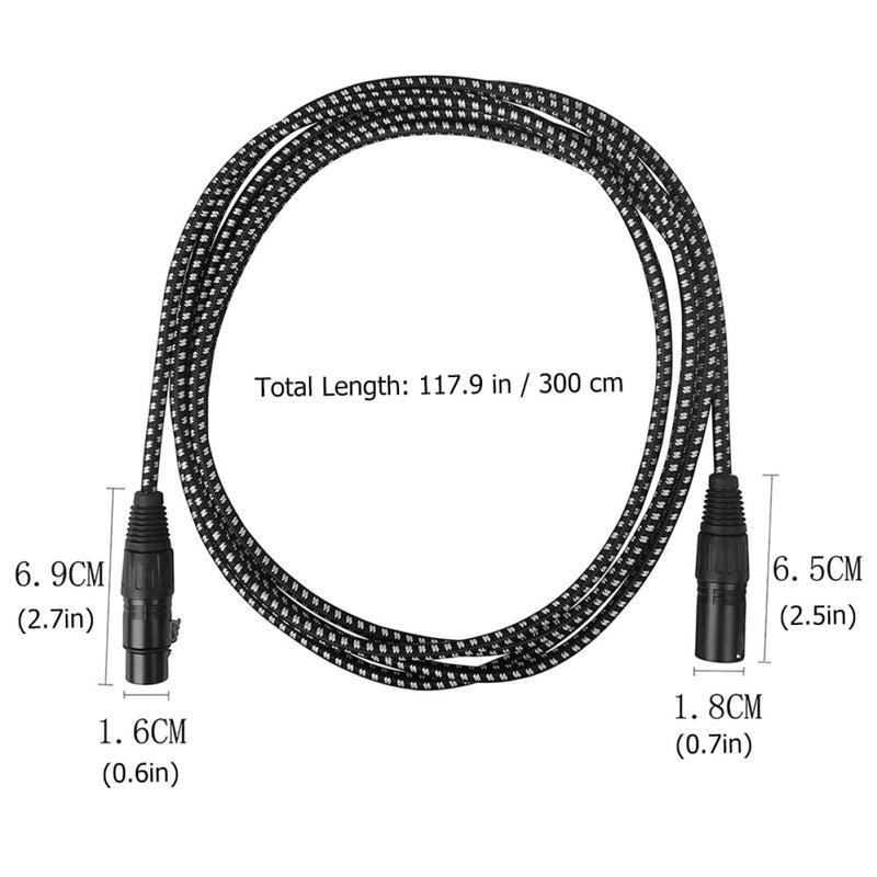 3 Meter XLR Microphone Cable Balanced Audio Cord for Guitar Bass Noise Reduction - Image 3