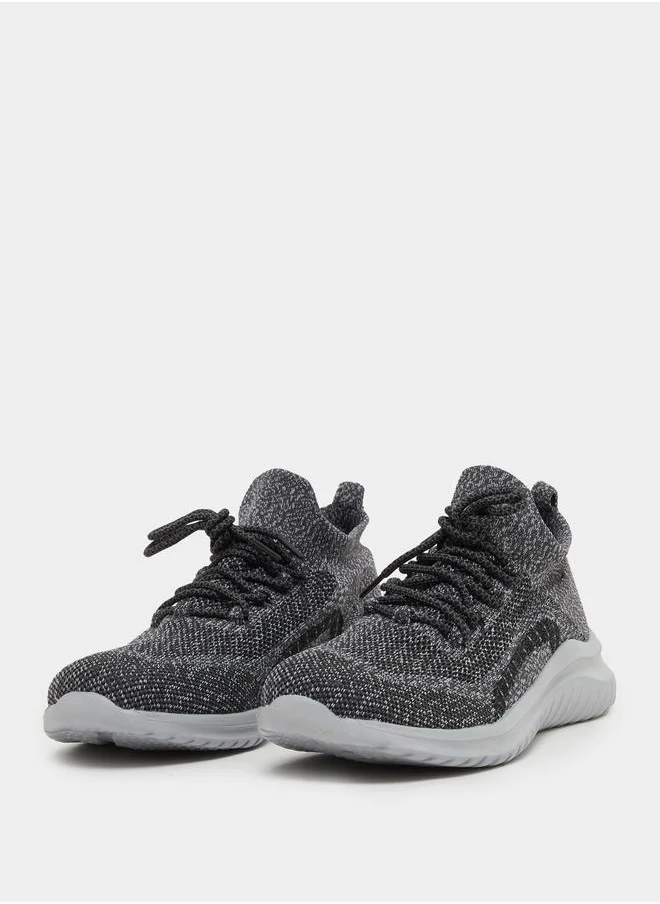 Styli Knitted Slip In Lace Up Sneakers