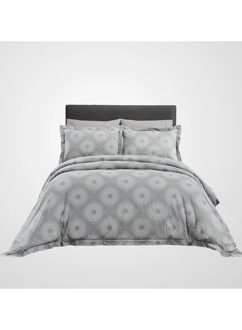 دوناتيلا 7 قطع طقم مفرش من القطن بحشوة قابلة للازالة - مقاس مزدوج 240×260 سم - رمادي غامق