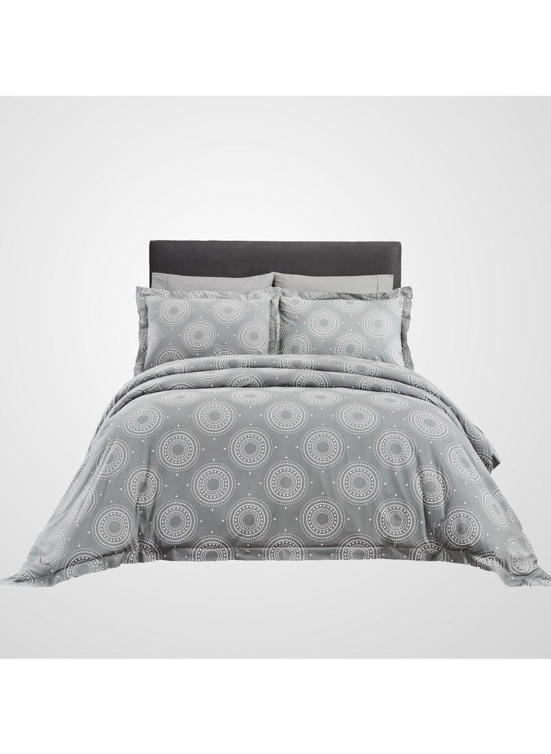 Donetella - 7-Piece Cotton Comforter Set With Removable Filler - King 260 x 240 Cms Dark grey. - Image 1