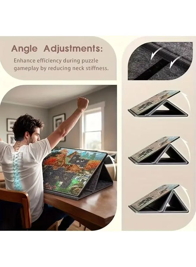 Portable Puzzle Board with 6 Small Trays 2 in 1 Stand Lid Tilt Design Lightweight Felt Storage - Image 5