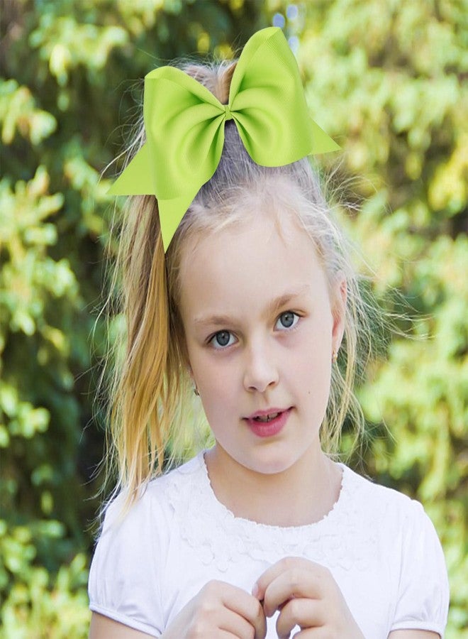 KICOSY 2 Pack Jumbo Bows Hair Ties - Hot Pink & Neon Green, 80s 90s Glow Party & Cheerleading Bows for Girls, Retro Hair Accessories - Image 2