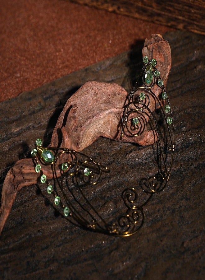 CoTeeZa Gold Elf Ear Cuff - Fairy Manual Butterfly Design Earrings Bridal Wedding Rhinestone Elf Ear Cuffs for Cosplay Photography Women Medieval Renaissance Costume Accessorie - Image 4