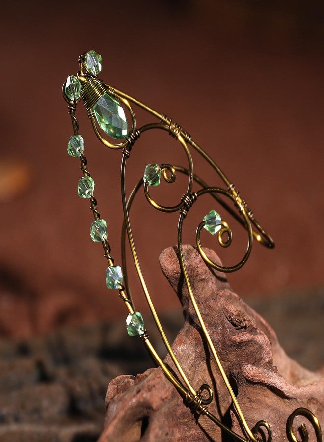 CoTeeZa Gold Elf Ear Cuff - Fairy Manual Butterfly Design Earrings Bridal Wedding Rhinestone Elf Ear Cuffs for Cosplay Photography Women Medieval Renaissance Costume Accessorie - Image 5