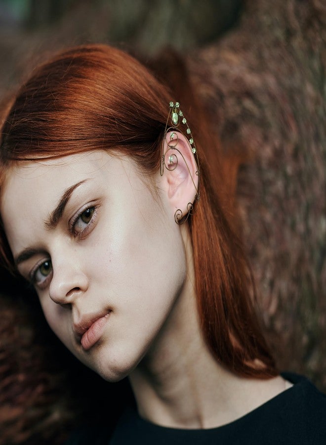 CoTeeZa Gold Elf Ear Cuff - Fairy Manual Butterfly Design Earrings Bridal Wedding Rhinestone Elf Ear Cuffs for Cosplay Photography Women Medieval Renaissance Costume Accessorie - Image 2