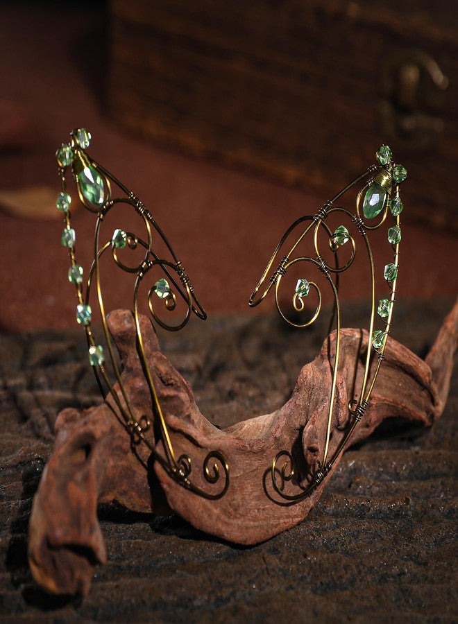 CoTeeZa Gold Elf Ear Cuff - Fairy Manual Butterfly Design Earrings Bridal Wedding Rhinestone Elf Ear Cuffs for Cosplay Photography Women Medieval Renaissance Costume Accessorie - Image 3