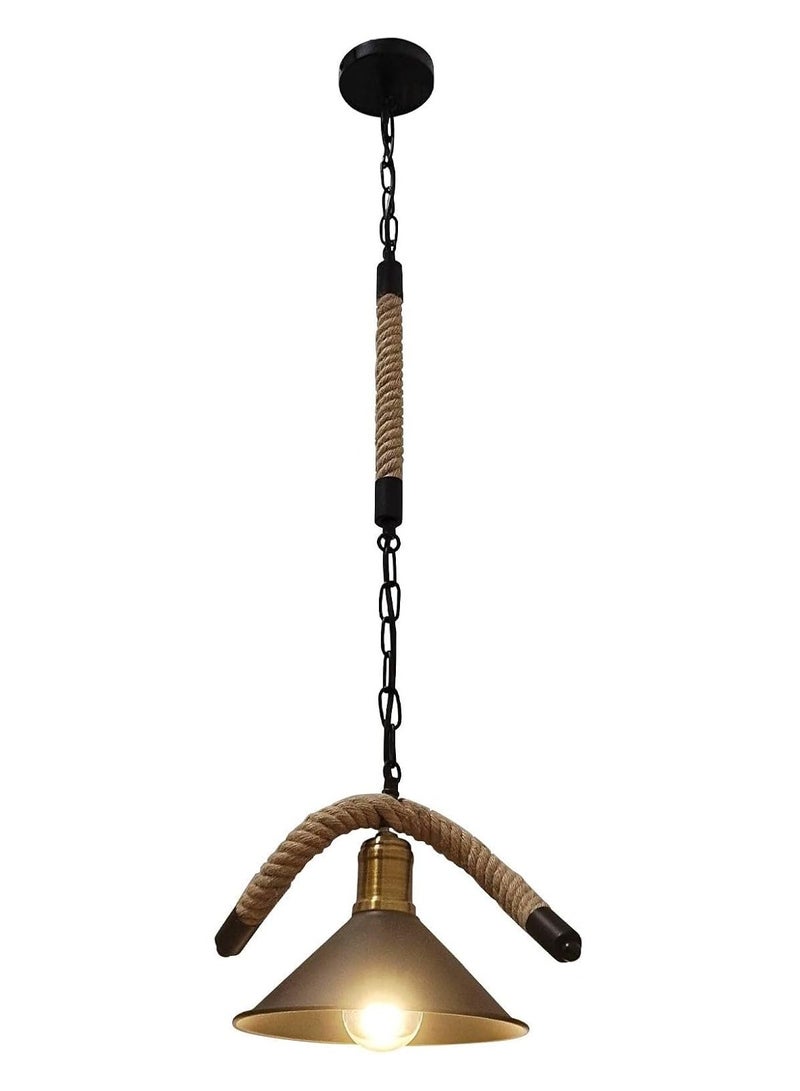 SP SUPER POWER Farmhouse Hemp Rope Chandelier, Vintage Ceiling Lighting Lamp, Industrial Pendant Light Fixture for Kitchen Island Living Room Dining Room Bedroom Foyer (1-Light) - Image 1