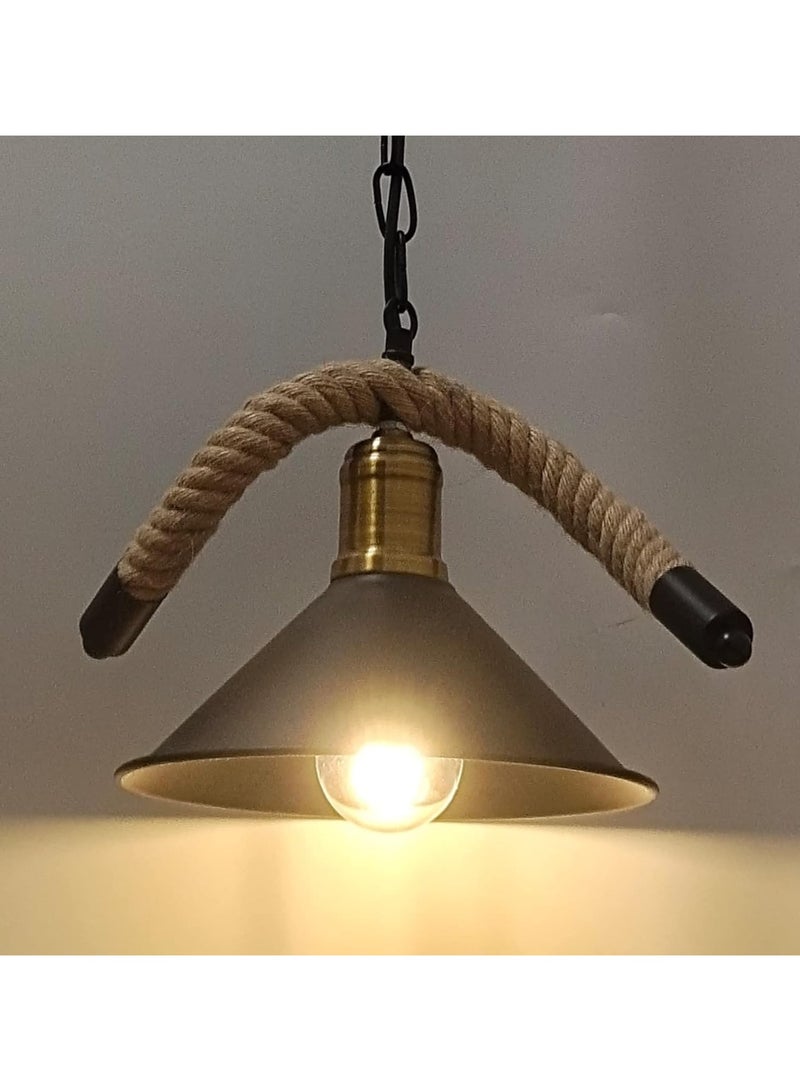 SP SUPER POWER Farmhouse Hemp Rope Chandelier, Vintage Ceiling Lighting Lamp, Industrial Pendant Light Fixture for Kitchen Island Living Room Dining Room Bedroom Foyer (1-Light) - Image 3