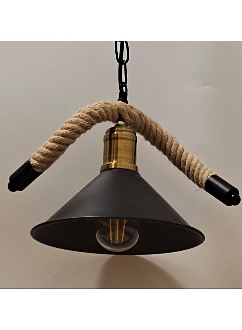 SP SUPER POWER Farmhouse Hemp Rope Chandelier, Vintage Ceiling Lighting Lamp, Industrial Pendant Light Fixture for Kitchen Island Living Room Dining Room Bedroom Foyer (1-Light) - Image 4