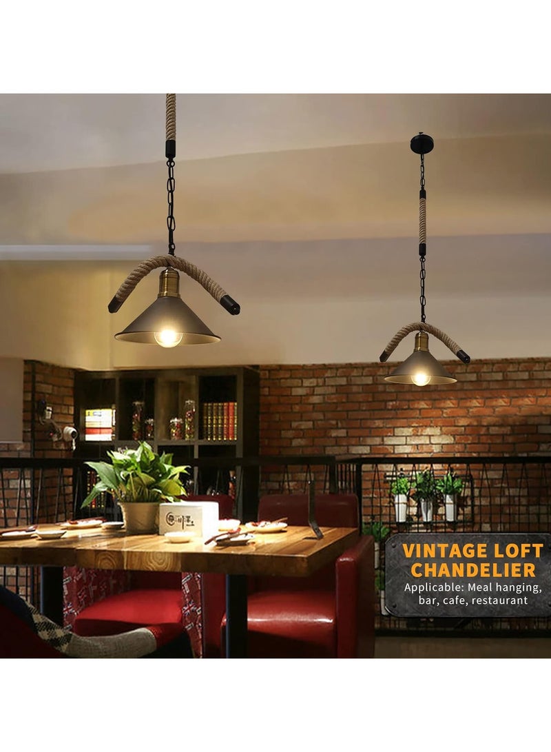 SP SUPER POWER Farmhouse Hemp Rope Chandelier, Vintage Ceiling Lighting Lamp, Industrial Pendant Light Fixture for Kitchen Island Living Room Dining Room Bedroom Foyer (1-Light) - Image 5