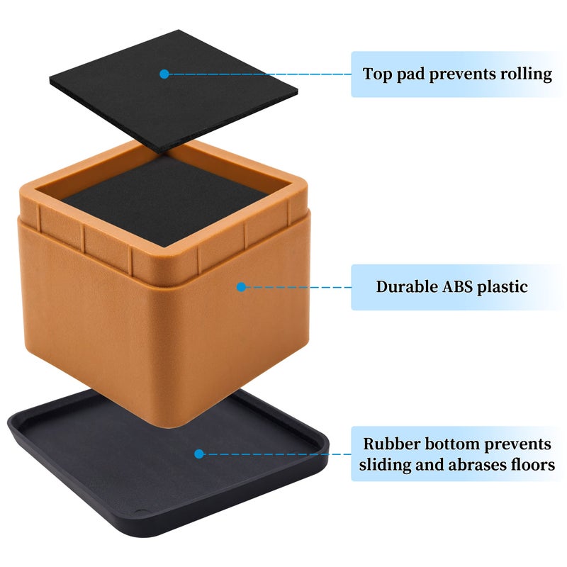 BTSD-home Adjustable Heavy Duty Bed Risers 3 Inch Stackable Bed Frame Riser Lifter 4 Pack Dark Brown - Image 4