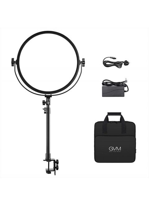 GVM Key Light, 14" LED Video Light with APP Control, Bi-Color Round Lighting, Ultra Thin 60W 3200-5600K Dimmable LED Soft Light with Table Stand for Gaming Studio YouTube Wedding Live Streaming
