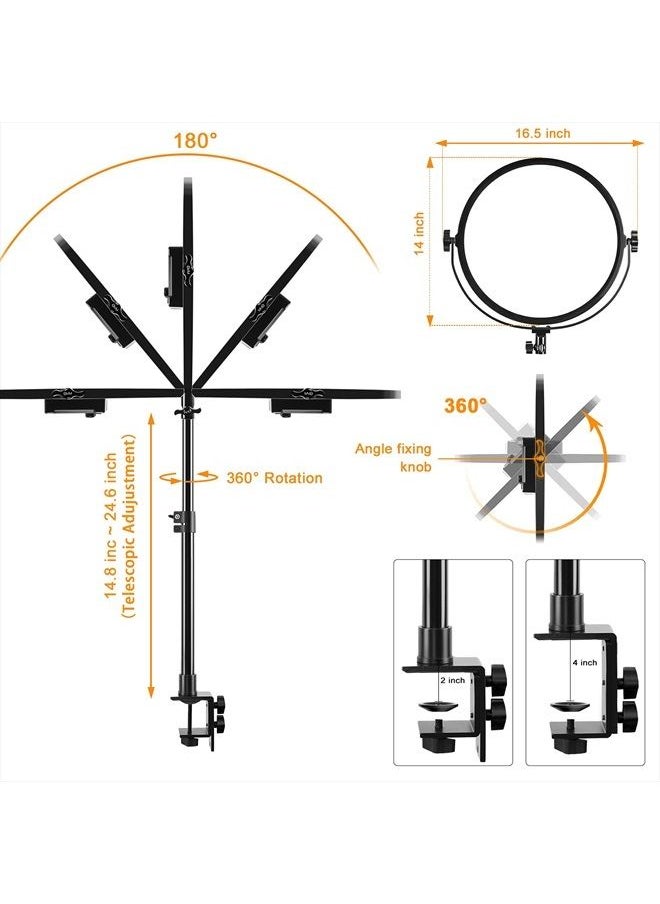 GVM Great Video Maker - GVM Key Light, 14" LED Video Light with APP Control, Bi-Color Round Lighting, Ultra Thin 60W 3200-5600K Dimmable LED Soft Light with Table Stand for Gaming Studio YouTube Wedding Live Streaming - Image 1