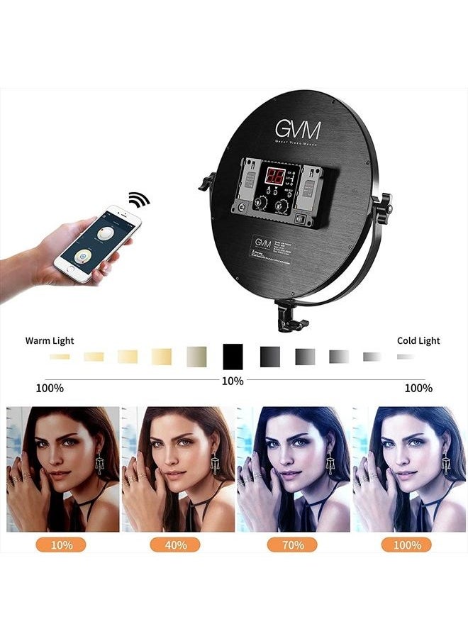 GVM Great Video Maker GVM Key Light, 14" LED Video Light with APP Control, Bi-Color Round Lighting, Ultra Thin 60W 3200-5600K Dimmable LED Soft Light with Table Stand for Gaming Studio YouTube Wedding Live Streaming  - Image 2