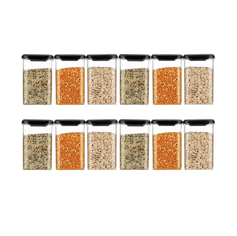 SIXFIRE Kitchmax Sixfire Pack 12 Unbreakable Air Tight Square plastic Containers Set 1100 ml for Kitchen Storage Kitchen Container StorageContainer Sets Plastic Container AirTight Design - Image 2