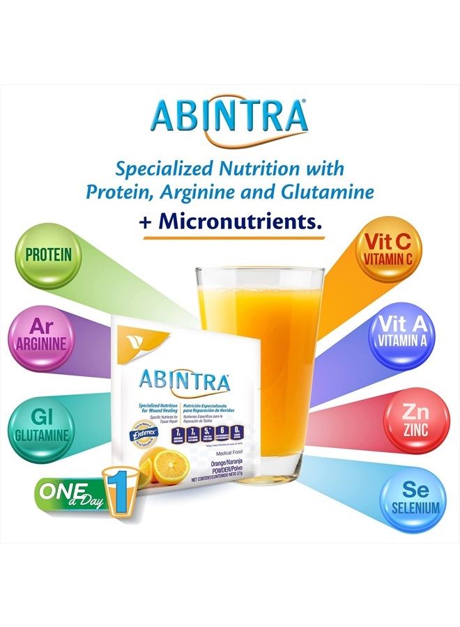 ABINTRA Specialized Wound Healing Nutritional Supplement Includes L-Arginine, L-Glutamine, Whey Protein, Vitamins and Minerals, Orange Flavor, 6 Packets, 27g Each, Made in The USA  - Image 4