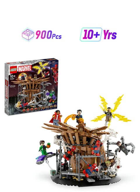 76261 Marvel Spider-Man Final Battle Set, Recreate Spider-Man: No Way Home Scene with 3 Peter Parkers, Green Goblin, Electro, Sandman, Ned, Doctor Strange and MJ Minifigures, Collectible Model