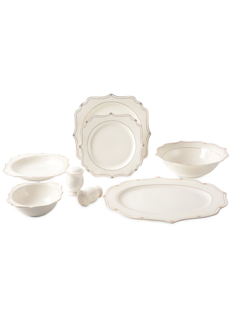 Life Smile 29-Pcs Dinner Set – Porcelain Dinnerwares- Serving Dish and Bowls Set Includes 6x Dinner Plates, 6x Fruit Plates, 6x Soup Plates, 6 x Dessert Bowls, 2x Oval Plates, 1x Salad Bowl, and 1x Salt and Pepper Shaker - Image 1