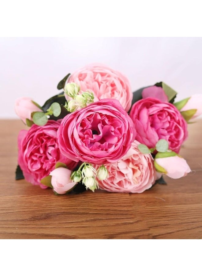 30cm Rose Pink Silk Bouquet Peony Artificial Flowers for Bride Wedding Home Decoration Faxu Flowers 