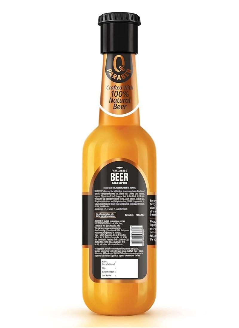 Park Avenue Park Avenue Beer shampoo for Shiny & Bouncy Hair (180ml) | Paraben Free | For Dull & Lifeless Hair | Crafted with Natural Beer  - Image 2