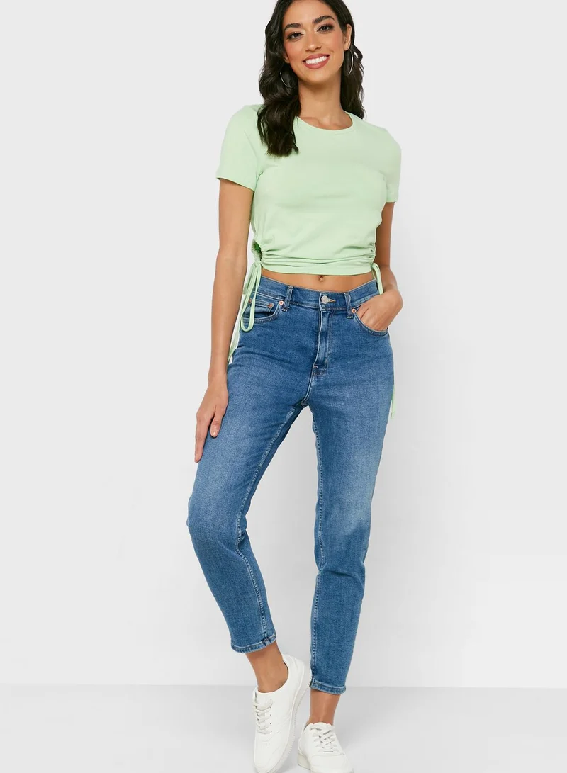 NOISY MAY Tie Detail Crew Neck Top