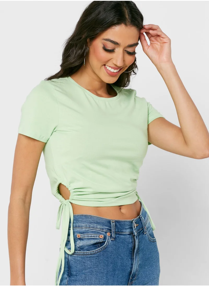 NOISY MAY Tie Detail Crew Neck Top