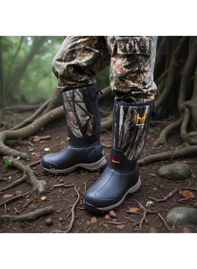 Hunthor Hunting Boots for Men with 800g Insulation, Waterproof Rubber Cold-Weather Boots with 6mm Neoprene, Steel Shank & Anti-Slip Sole for Hunting and Working, Black, 11 - Image 3