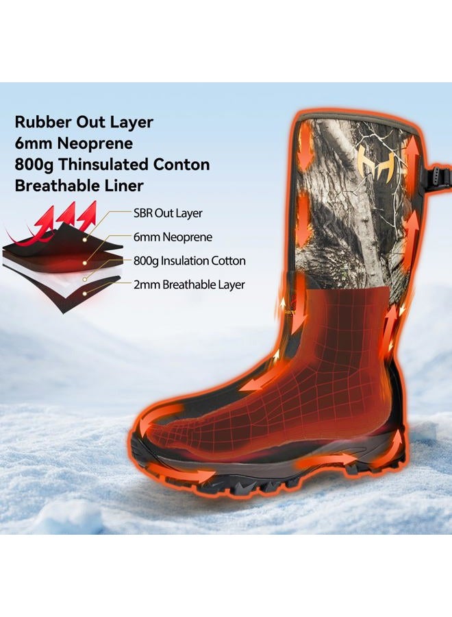 Hunthor Hunting Boots for Men with 800g Insulation, Waterproof Rubber Cold-Weather Boots with 6mm Neoprene, Steel Shank & Anti-Slip Sole for Hunting and Working, Black, 11 - Image 4