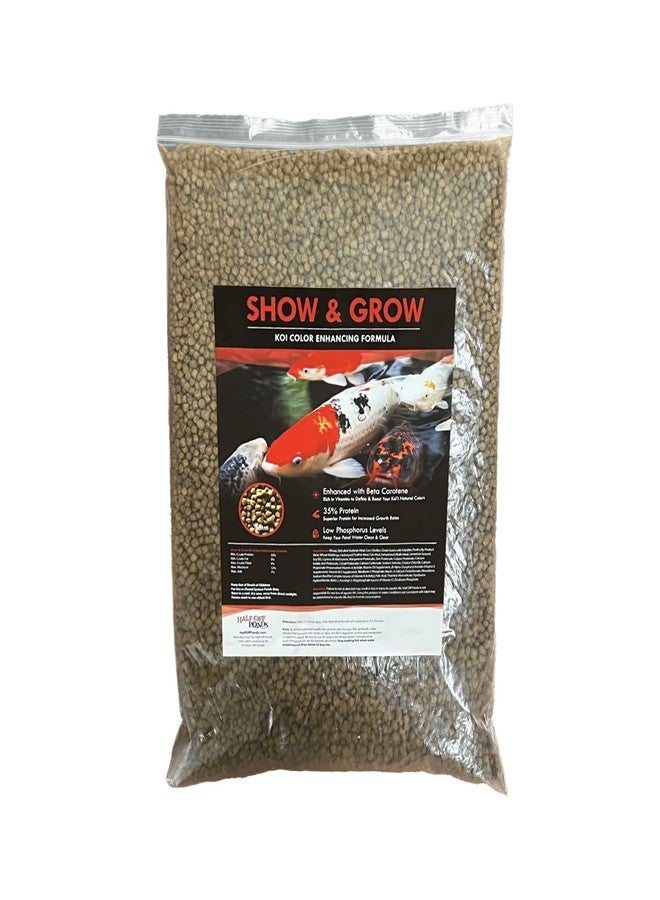 HALF OFF PONDS Show & Grow Koi Fish Food - 5 lb Floating Pellets, 5mm Size - Goldfish Food for Ponds - 35% Protein with Beta Carotene & Vitamins - Enhances Color Vibrancy & Body Definition - Image 1