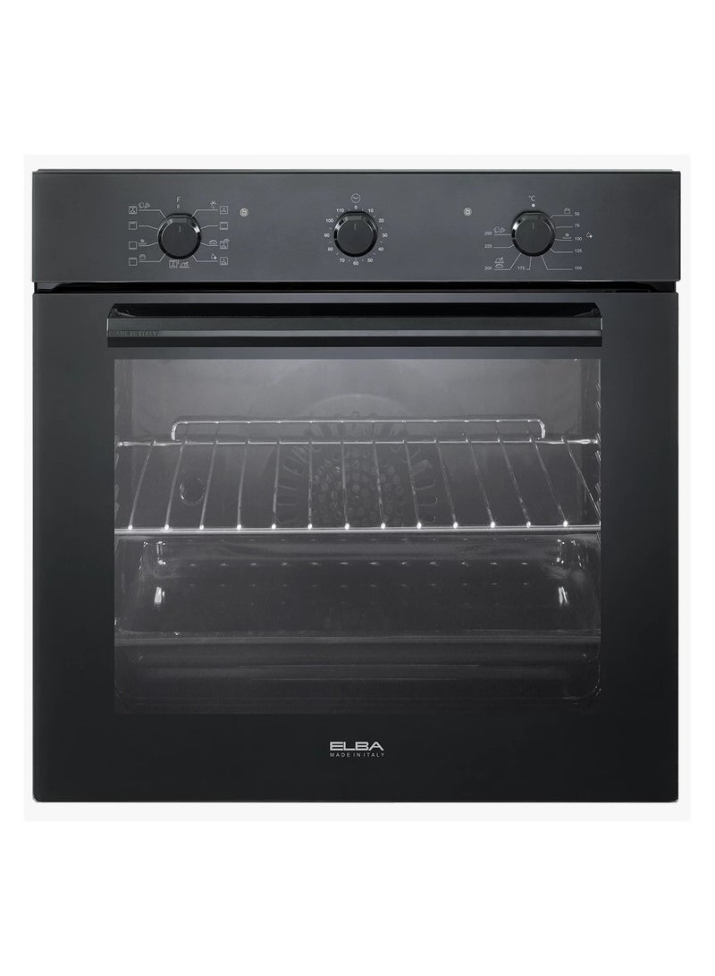 ELBA 74L Built-In Oven with 9 Cooking Functions and Black Stainless Steel Design - Image 1