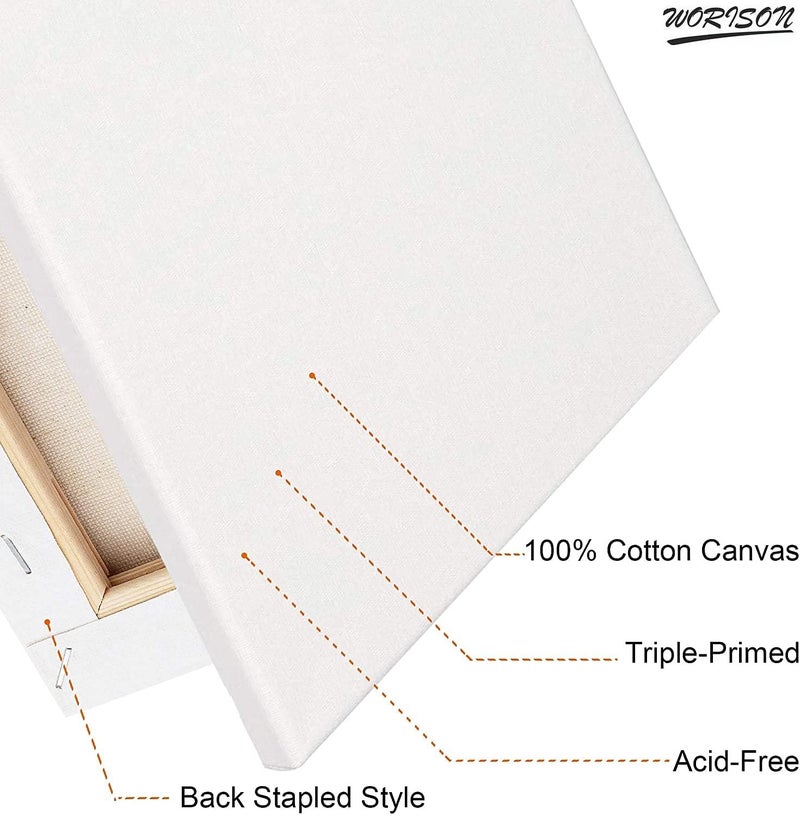 Worison Roy Fine Art Primed Cotton 14 x 18 inch Pre Stretched Canvas with Wooden Frame White Pack of 6 Piece - Image 3