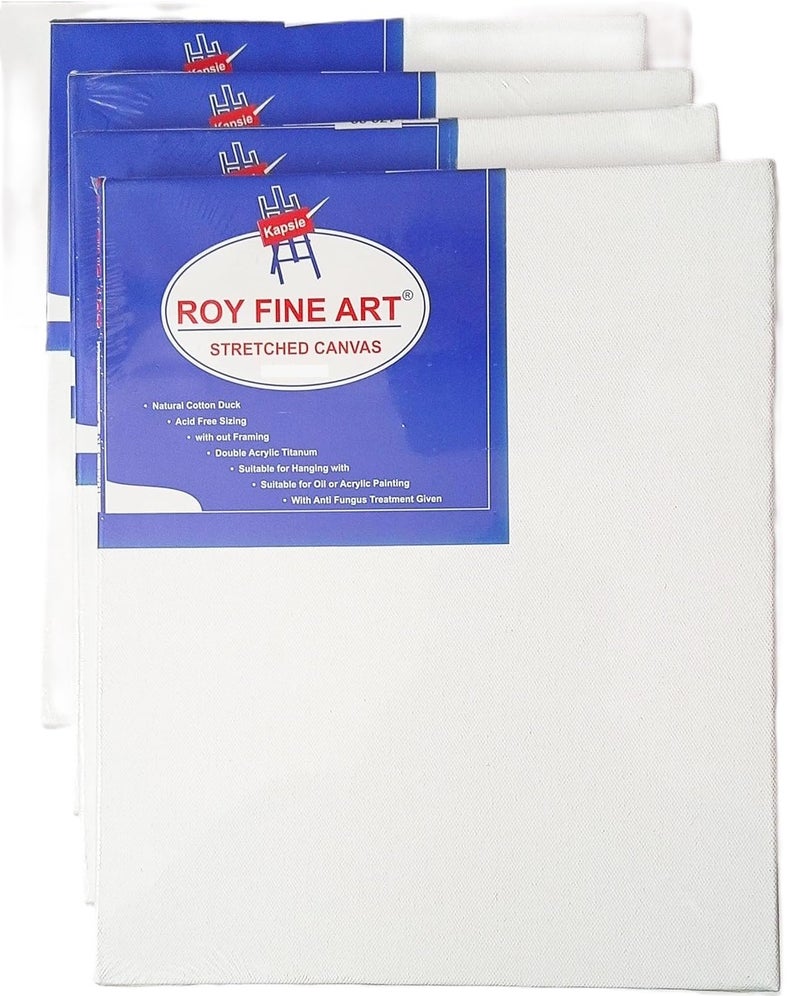 Worison Roy Fine Art Primed Cotton 14 x 18 inch Pre Stretched Canvas with Wooden Frame White Pack of 6 Piece - Image 1