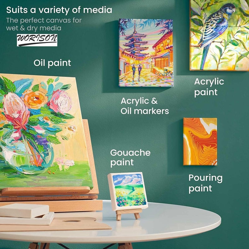 Worison Roy Fine Art Primed Cotton 14 x 18 inch Pre Stretched Canvas with Wooden Frame White Pack of 6 Piece - Image 4