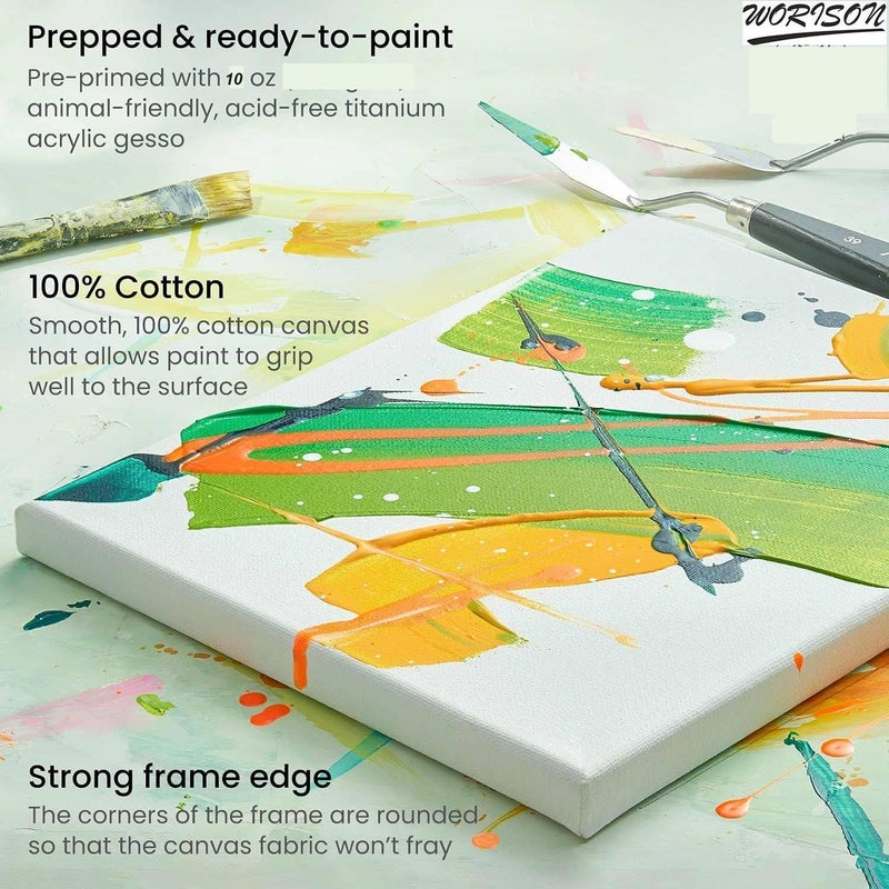 Worison Roy Fine Art Primed Cotton 14 x 18 inch Pre Stretched Canvas with Wooden Frame White Pack of 6 Piece - Image 5