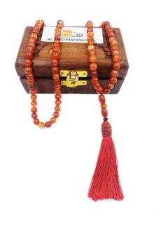REBUY REBUY Natural Sulemani Aqeeq Islamic Prayer Rosary Beads Tasbih Tasbeeh 99 beads (Red Stripe Agate)  - Image 2
